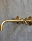 Unlacquered Solid Brass Wall-Mount Bathroom Faucet