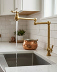 Unlacquered Solid Brass Deck-Mounted Pot Filler