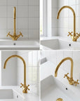 Unlacquered Brass Gooseneck Bathroom Sink Faucet