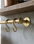 Unlacquered Brass Pot Rail – Solid Brass Wall Mounted Kitchen Hanging Bar with S Hooks