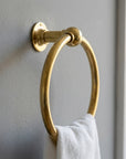 Unlacquered Brass Towel Ring: Vintage Wall Mounted Round Bathroom Holder