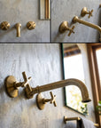 Unlacquered Solid Brass Wall-Mount Bathroom Faucet