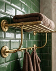 Brass Towel Rack Wall Mount: Bathroom Storage Shelf with Hanging Bar