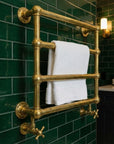 Handmade Unlacquered Brass Towel Warmer: Wall Mounted Bathroom Rail