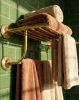 Brass Towel Rack Wall Mount: Bathroom Storage Shelf with Hanging Bar