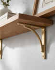 Handmade Unlacquered Brass Shelf Bracket – Curved Wall Support