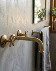 Unlacquered Solid Brass Wall-Mount Bathroom Faucet