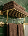 Brass Towel Rack Wall Mount: Bathroom Storage Shelf with Hanging Bar