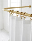 Unlacquered Brass Ceiling Support U-Shaped Bathroom Rail for Walk-In Showers: Oval Corner Shower Curtain Rod