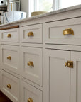 Unlacquered Brass Drawer Handles: Solid Half Moon Cup Pulls for Cabinets and Furniture
