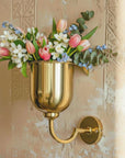 Solid Brass Wall Mounted Vase: Vintage Hanging Vessel for Flowers