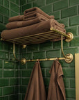 Brass Towel Rack Wall Mount: Bathroom Storage Shelf with Hanging Bar