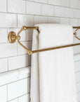 Unlacquered Brass Double Towel Bar: Wall Mounted Bathroom Towel Holder