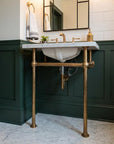 Brass Sink Console Base: Polished Solid Brass Washstand Frame for Marble Vanity Top, Vintage Bathroom Sink Legs