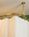 Premium Solid Brass L-Shaped Corner Shower Curtain Rod with Ceiling Support