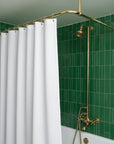 Premium Solid Brass L-Shaped Corner Shower Curtain Rod with Ceiling Support