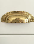 Unlacquered Brass Shell Handle: Handmade Drawer Bin Pull