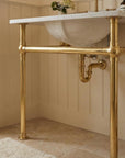Brass Sink Console Base: Polished Solid Brass Washstand Frame for Marble Vanity Top, Vintage Bathroom Sink Legs