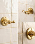 Solid Brass Double Towel Hook: Wall Mounted Bathroom Robe Hook Vintage Hardware