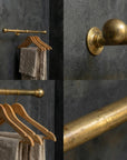 Unlacquered Wall Mount Brass Clothes Rail: Vintage Industrial Closet Hanging Bar