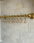 Unlacquered Brass Kitchen Rail: Handmade Wall Mounted Pot Rack with Hooks