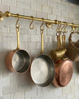 Unlacquered Brass Kitchen Rail: Handmade Wall Mounted Pot Rack with Hooks