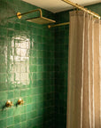 Unlacquered Brass Shower System: Wall Mounted Square Rainfall Head