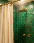 Unlacquered Brass Shower System: Wall Mounted Square Rainfall Head