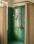 Unlacquered Brass Wall Mount Shower Set: Exposed Shower System with Round Rain Head