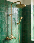 Unlacquered Brass Wall Mount Shower Set: Exposed Shower System with Round Rain Head