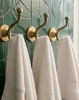 Wall Mounted Solid Brass Towel Hook: Double Bathroom Robe Hook Vintage Hardware