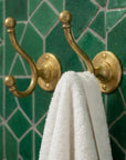 Wall Mounted Solid Brass Towel Hook: Double Bathroom Robe Hook Vintage Hardware