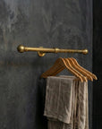 Unlacquered Wall Mount Brass Clothes Rail: Vintage Industrial Closet Hanging Bar