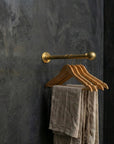 Unlacquered Wall Mount Brass Clothes Rack: Vintage Industrial Closet Hanging Bar