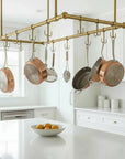 Artisan Solid Brass Ceiling Mount Pot Rail for Kitchen Island Storage