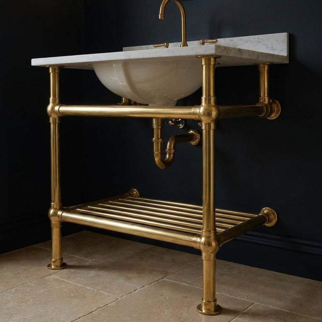 Unlacquered Brass Console Sink