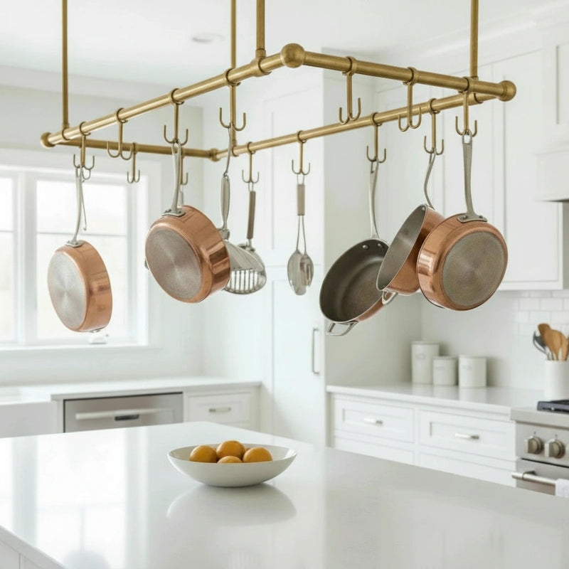 Unlacquered Brass Pot Racks