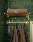 Brass Towel Rack Wall Mount: Bathroom Storage Shelf with Hanging Bar