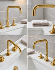 Solid Brass Widespread Bathroom Faucet with Hot & Cold Handles