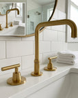 Solid Brass Widespread Bathroom Faucet with Hot & Cold Handles