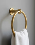 Unlacquered Brass Towel Ring: Vintage Wall Mounted Round Bathroom Holder