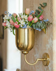 Solid Brass Wall Mounted Vase: Vintage Hanging Vessel for Flowers