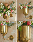 Solid Brass Wall Mounted Vase: Vintage Hanging Vessel for Flowers