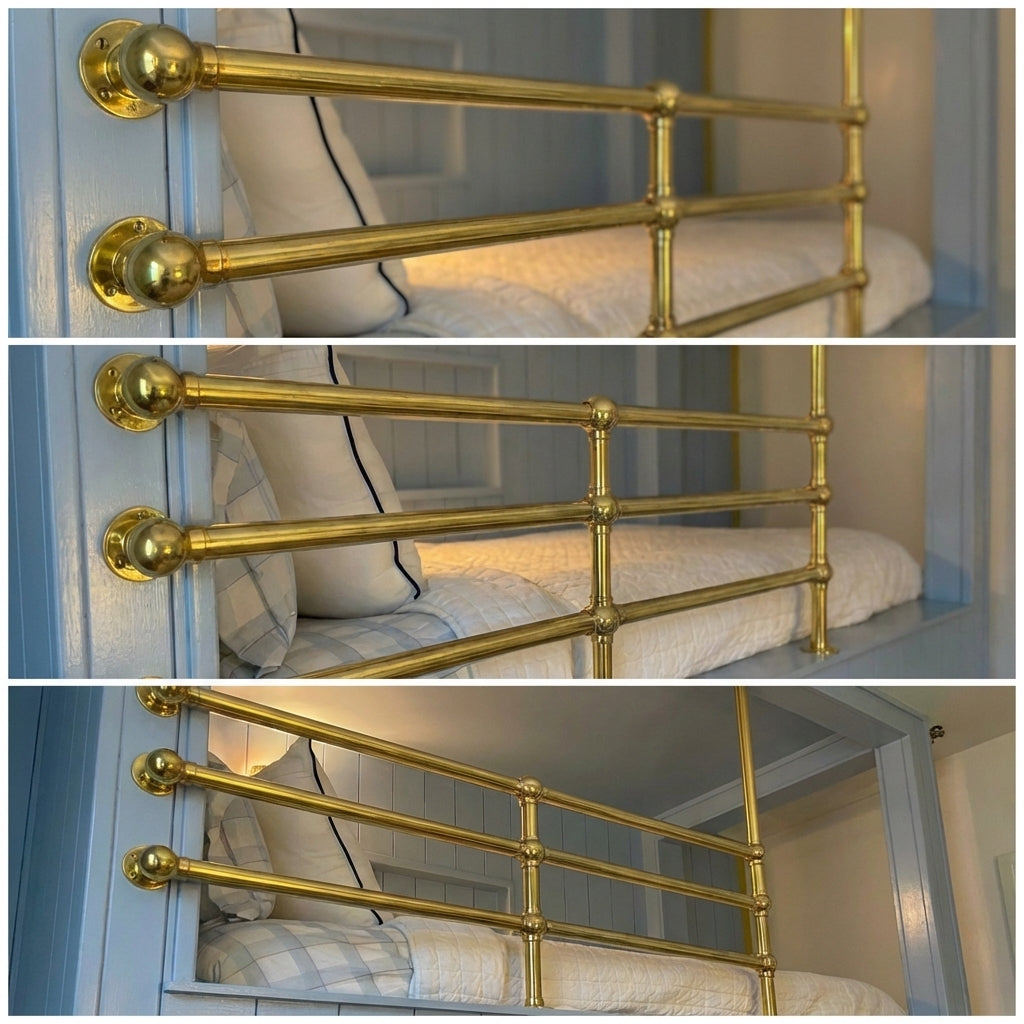 Solid Brass Bunk Bed Guard Rail Set – Custom Built-In Bed Railing