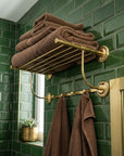 Brass Towel Rack Wall Mount: Bathroom Storage Shelf with Hanging Bar