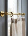 Unlacquered Brass Curtain Pole – Wall Mounted with Rings