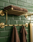 Brass Towel Rack Wall Mount: Bathroom Storage Shelf with Hanging Bar