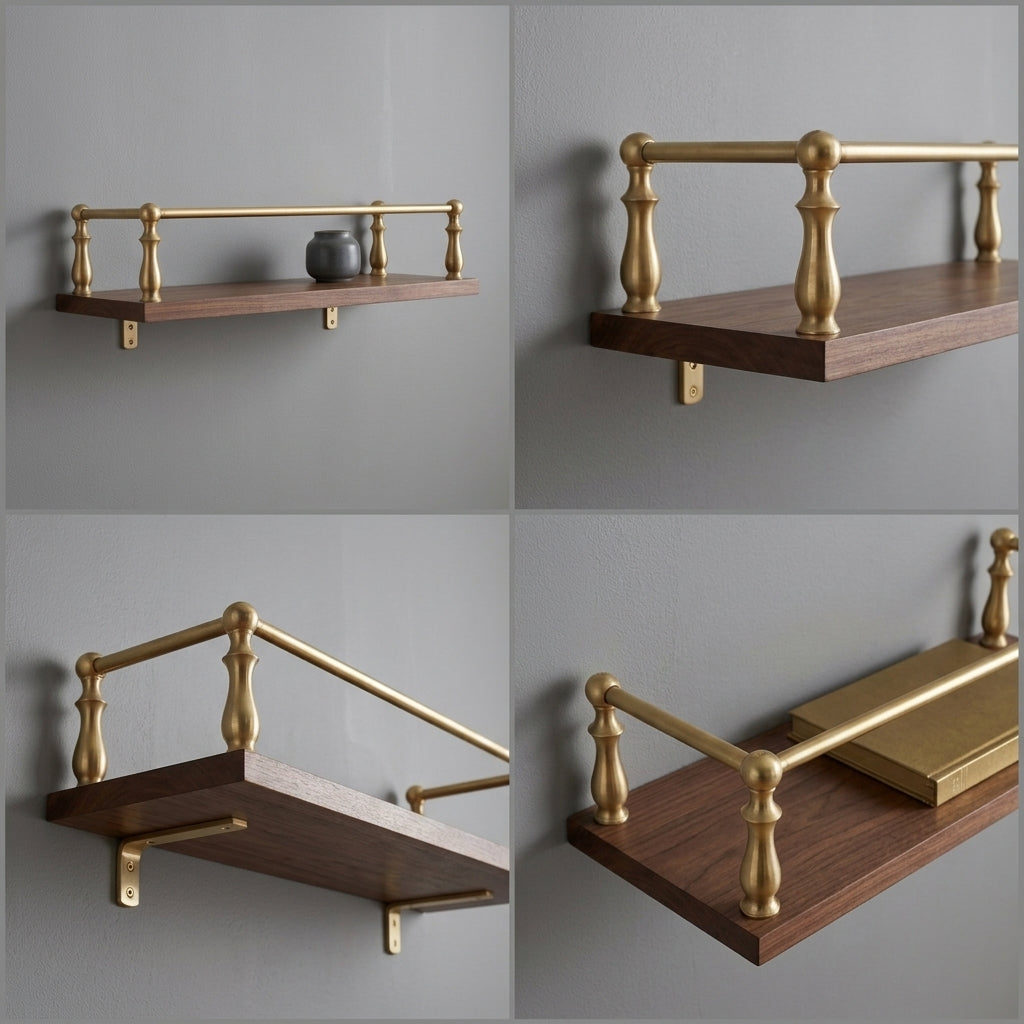 Unlacquered Brass Gallery Rail – Solid Brass Shelf Kit