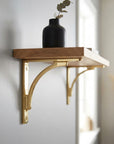 Handmade Unlacquered Brass Shelf Bracket – Curved Wall Support