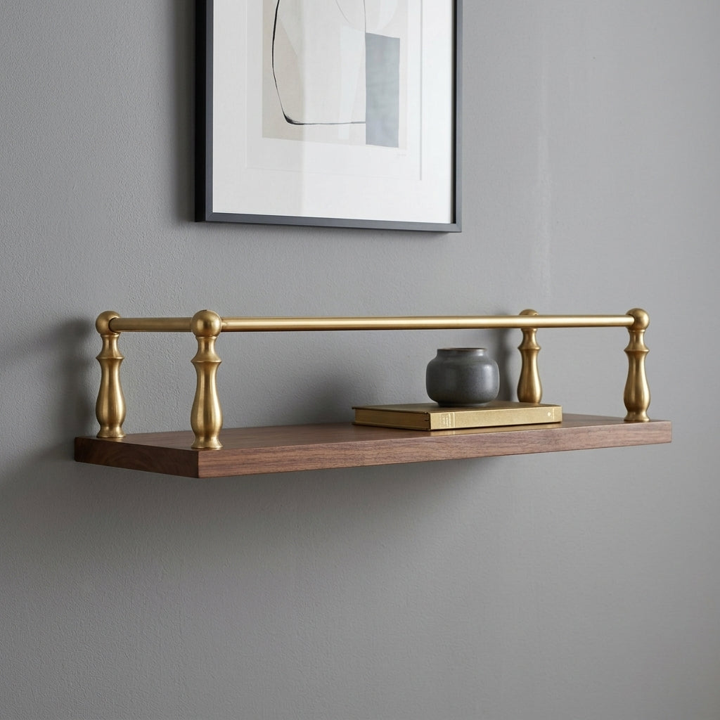 Unlacquered Brass Gallery Rail – Solid Brass Shelf Kit